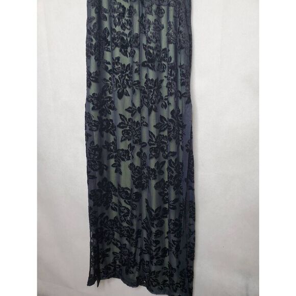 Vintage Y2K Rampage Made in USA Velvet Burnout Floral Whimsygoth Maxi Slip Dress - Picture 11 of 12